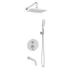 VOLLE SISTEMA P система душова прихованого монтажу (термостат для ванни, верх.душ 246*170мм ABS, руч.душ 53мм 1 режим, білі лійки, вилив, шланг 160см),cromo, (1584.091001)
