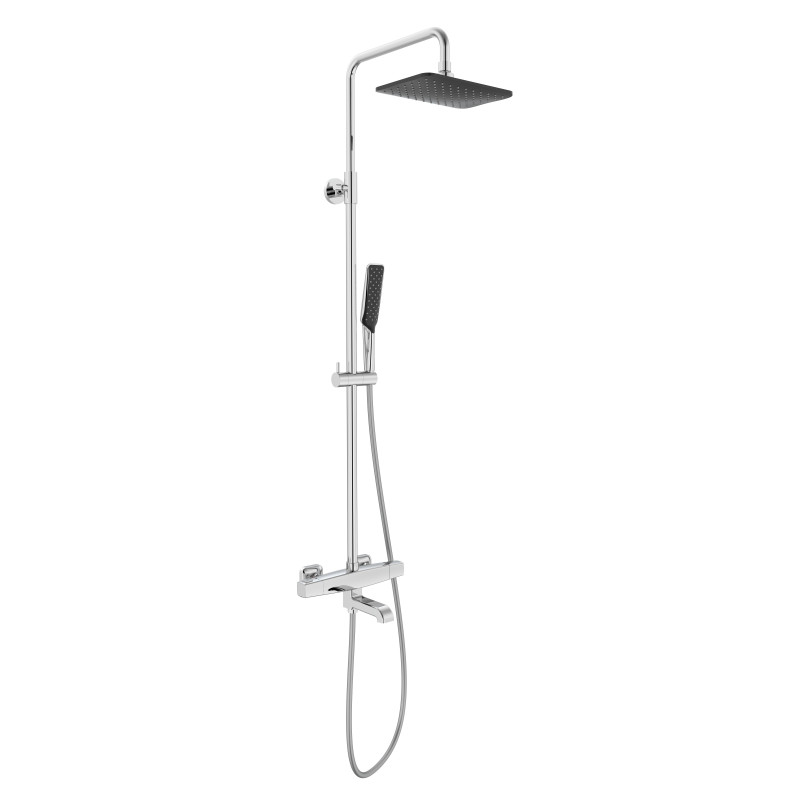 VOLLE SISTEMA P система душова (термостат для ванни, верхній душ 246*170 мм ABS, ручний душ 53 мм 1 режим, темно-сірі лійки, шланг 160 см), cromo, (1584.090501)