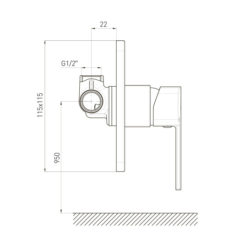 VOLLE SOTA змішувач для душа прихованого монтажу, 35 мм, cromo, (1538.100201)