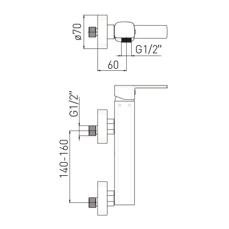 VOLLE SOTA змішувач для душа, 35 мм, cromo, (1538.100101)