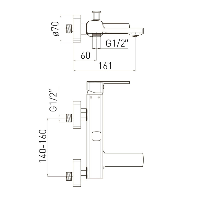 VOLLE SOTA змішувач для ванни, 35 мм, cromo, (1538.030101)