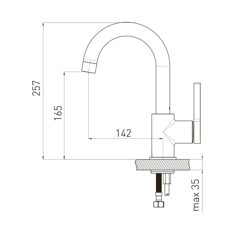 VOLLE MORA змішувач для умивальника, 35 мм, de la noche, (1537.010204)