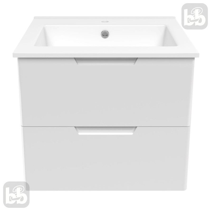 VOLLE LIBRA комплект меблів 60см білий: тумба підвісна, 2 ящики + умивальник накладний арт 15-41-060, (15-41-61)