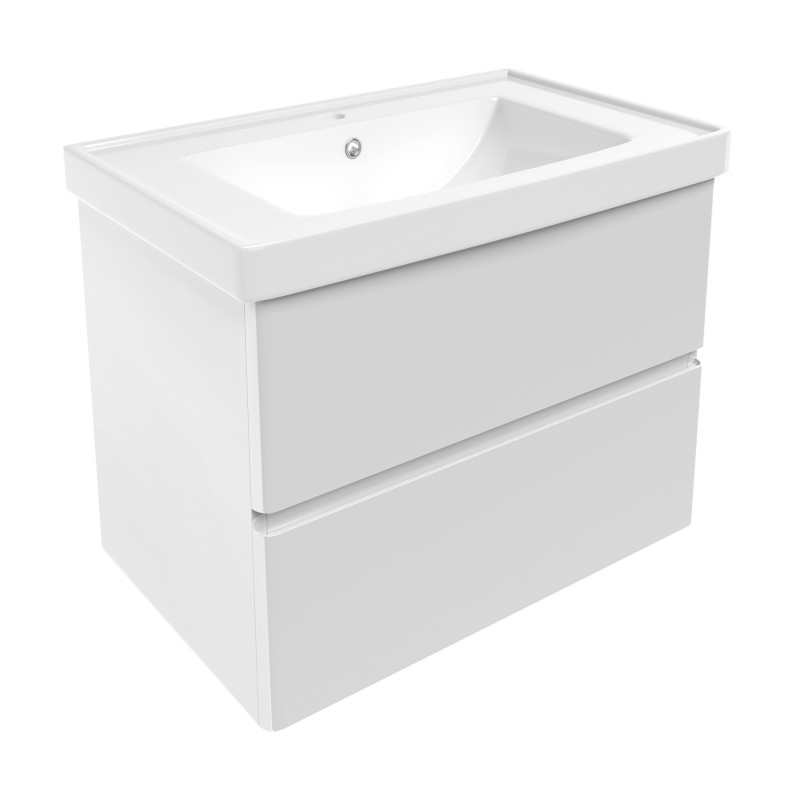 VOLLE OLIVA комплект меблів 80см білий: тумба підвісна, 2 ящики + умивальник накладний арт 13-01-065В, (15-45-81)