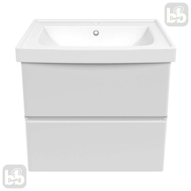 VOLLE OLIVA комплект меблів 65см білий: тумба підвісна, 2 ящики + умивальник накладний арт 13-01-065А, (15-45-61)