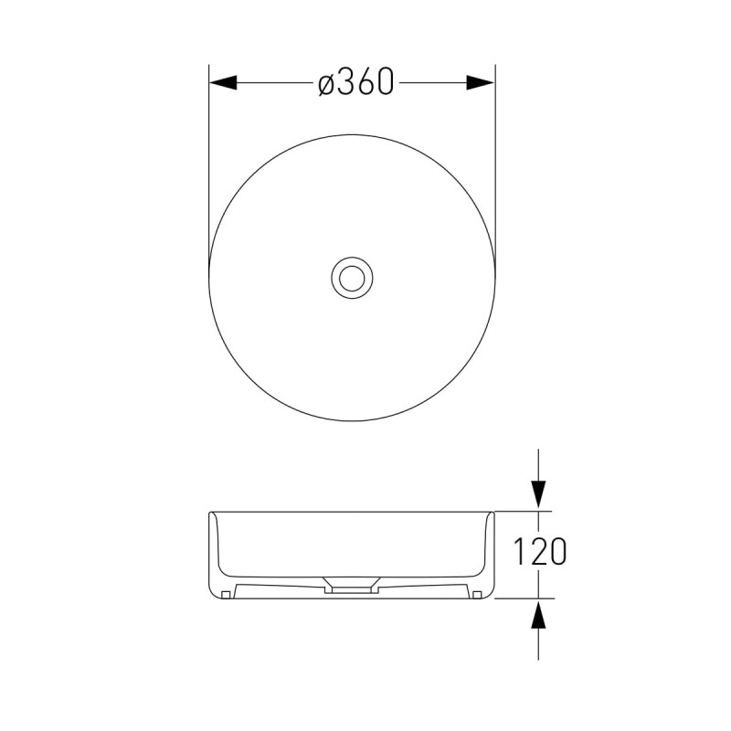 VOLLE Умивальник 36*36*12см накладний керамічний круглий, золото/білий, (13-40-222G)