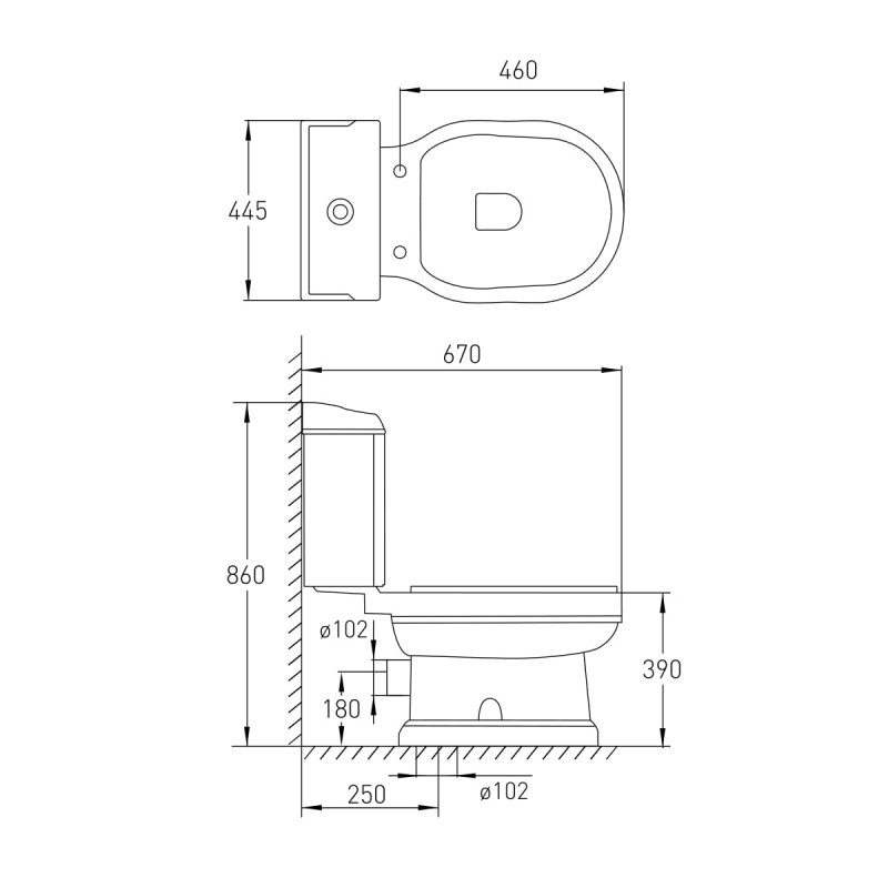 VOLLE LEONOR компакт: унітаз 67*44,5*86см підлоговий, гор.випуск, бачок з нижнім підведенням 3 / 6л, сидіння slow-closing, (13-19-030)