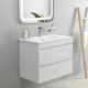 VOLLE FIESTA комплект меблів 80см білий: тумба підвісна, 2ящики + умивальник накладний арт 13-01-042D, (15-800-01)