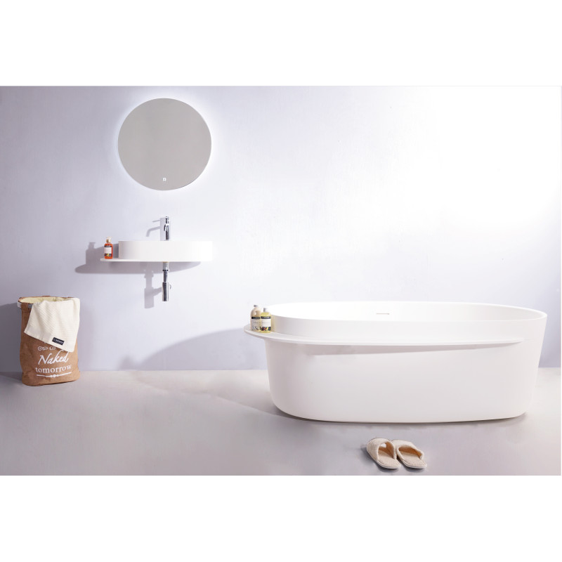 VOLLE Ванна окремостояча кам'яна Solid surface 1630 * 750 * 530мм з поличкою, (12-40-054)