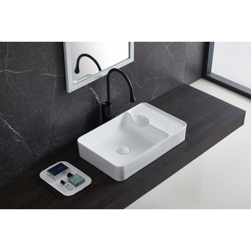 VOLLE DIOS 4 раковина прямокутна 56,5*36*11см накладна без отвору під змішувач, (1301.634800)