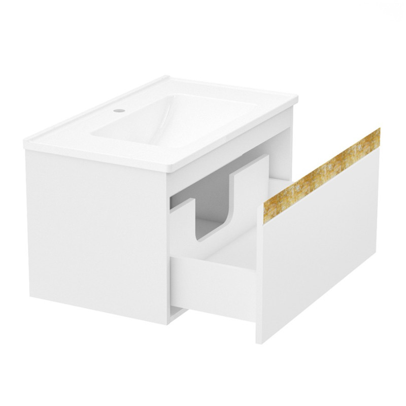 VOLLE CLASSIC NEO набор мебели 80см, белый: подвесной шкаф, 1 ящик + мебельный раковина, (1943.328007)