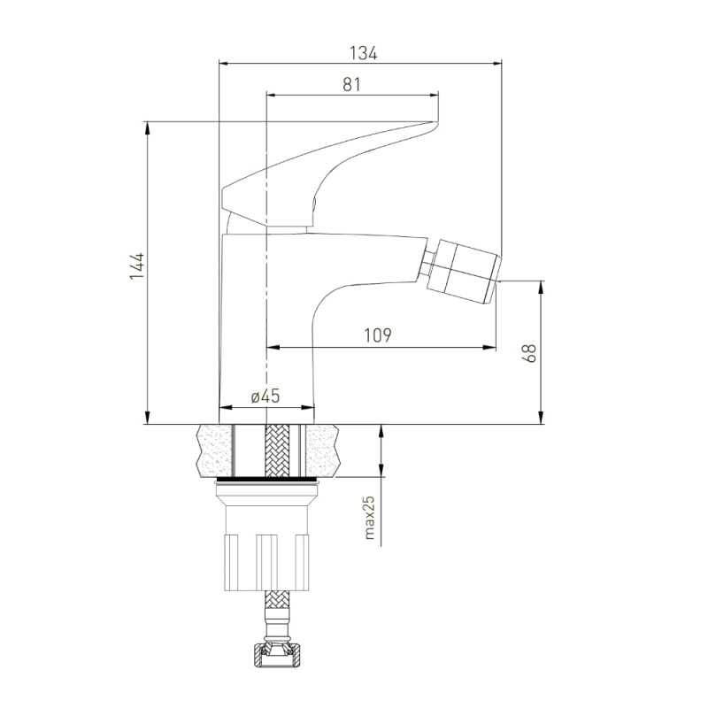 VOLLE ORLANDO змiшувач для біде, 35 мм, cromo, (1525.020101)