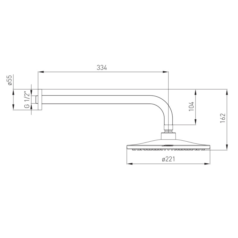 VOLLE SOLAR душ верхній + тримач, cromo, (1530.180101)