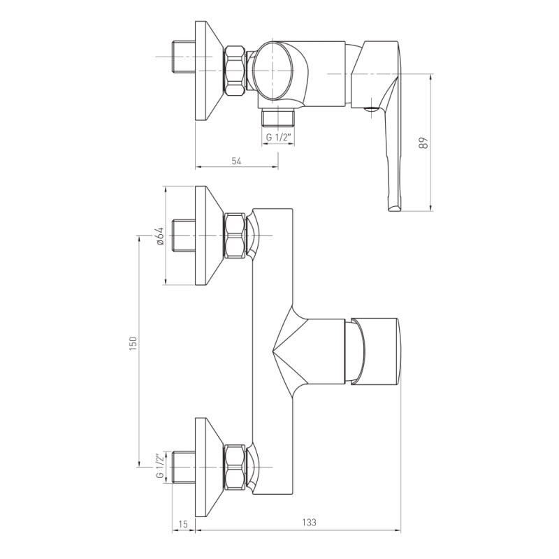 VOLLE SOLAR смеситель для душа, 35 мм, хром, (1530.100101)