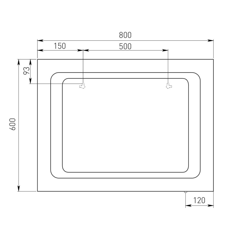 VOLLE Дзеркало прямокутне 60*80см зі світлодіодним підсвічуванням, з кнопковим вимикачем, (16-60-580)