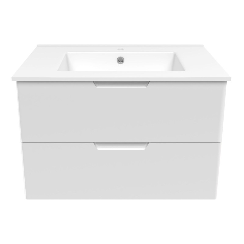 VOLLE LIBRA комплект меблів 80см білий: тумба підвісна, 2 ящики + умивальник накладний арт 15-41-80, (15-41-81)
