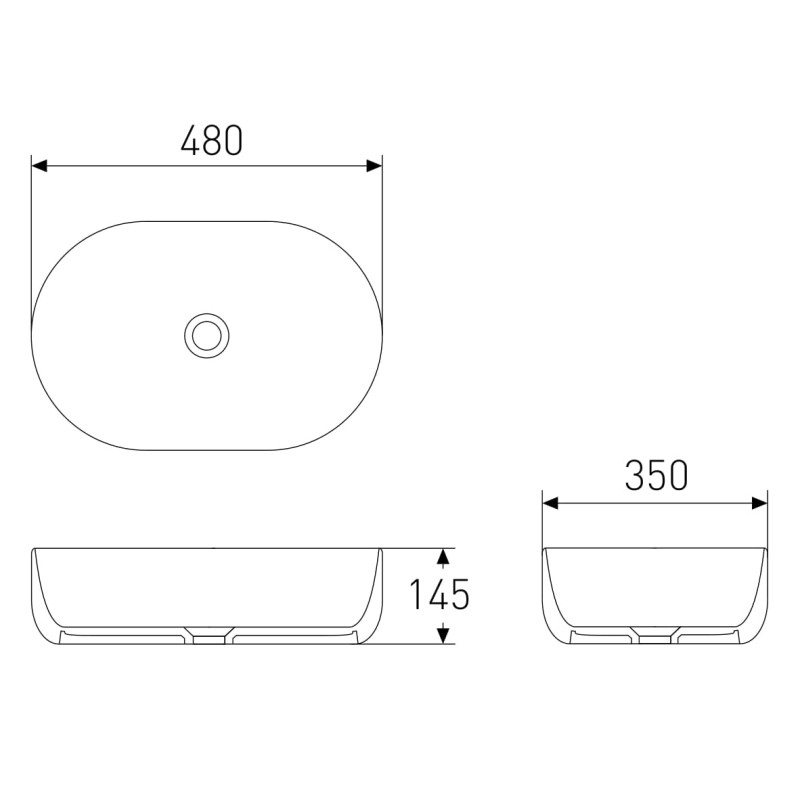 VOLLE AMADEUS M умивальник 48*35*14,5 см овальний, накладний, (13-06-06)
