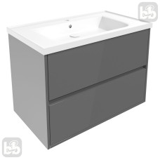 VOLLE TEO комплект меблів 80см сірий: тумба підвісна, 2 ящики + умивальник накладний, (15-88-81G)