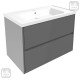 VOLLE TEO комплект меблів 80см сірий: тумба підвісна, 2 ящики + умивальник накладний, (15-88-81G)