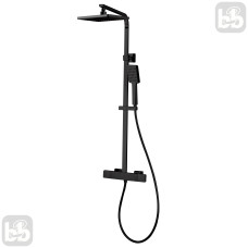 VOLLE DE LA NOCHE душевая система с термостатом (смеситель для душа, верхний и ручной душ 1 режим, шланг полимер 1,5 м), (10-40-9300-black)