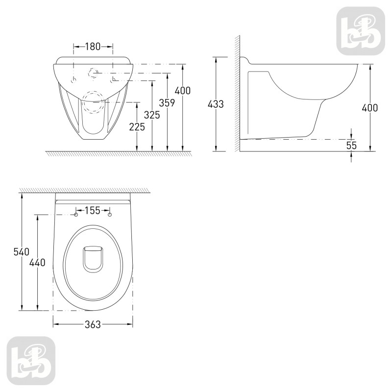 VOLLE MARO New унітаз підвісний 540*363*400мм, сидіння м`яке, (13-52-222)