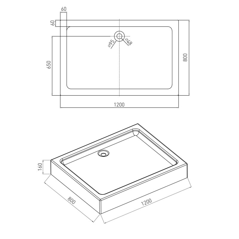 VOLLE NEMO піддон 120*80*16см, в комплекті з сифоном, (10-22-171tray)