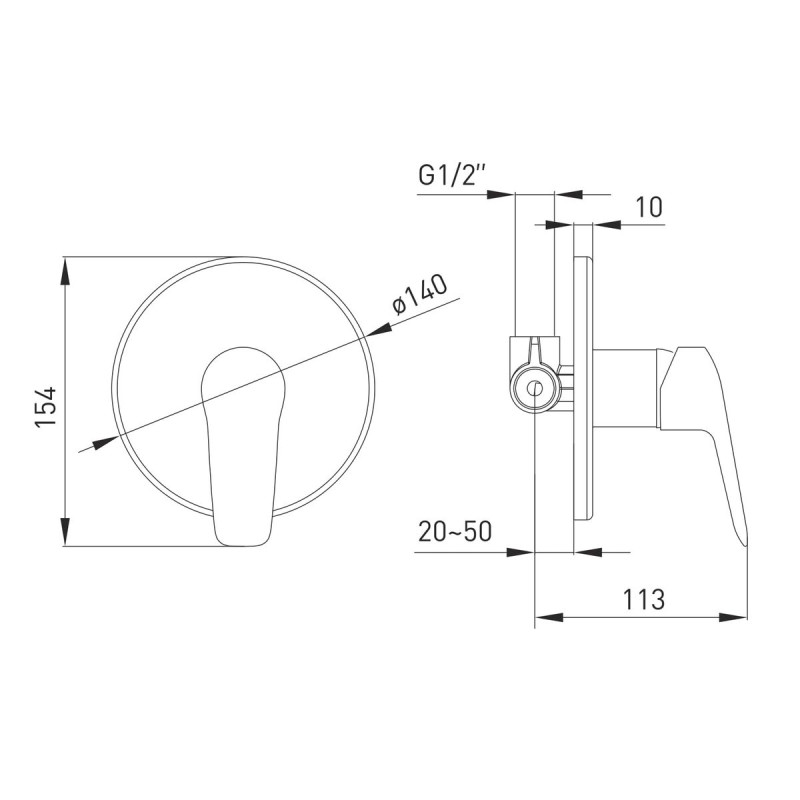 VOLLE DIOS змішувач для душа прихованого монтажу, cromo, (1536.100201)