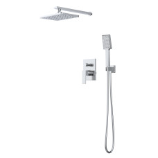 VOLLE СИСТЕМА L система душевого скрытого монтажа (смеситель скрытого монтажа для душа, верхний душ 260*188мм ABS, ручной душ 86мм 1 режим, шланг), хром, (1582.090301)