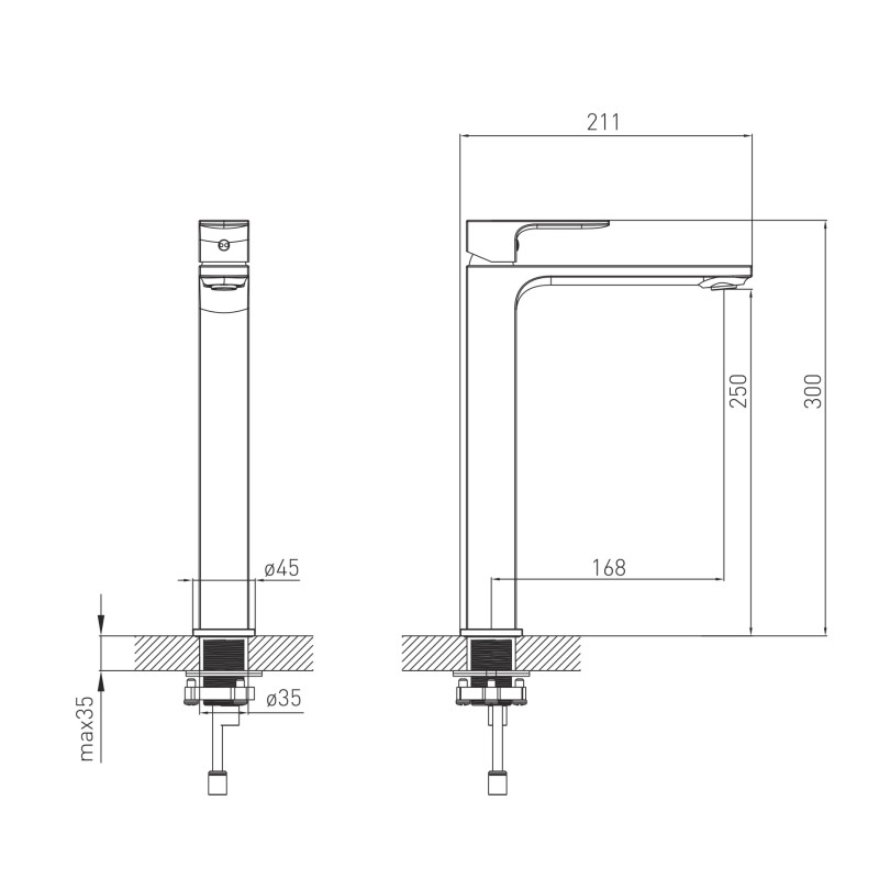 VOLLE LEON змішувач для умивальника високий, 26 мм, cromo, (1511.010201)