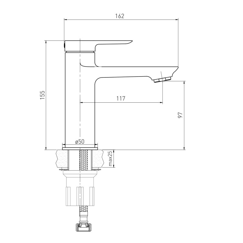 VOLLE ЛИБРА смеситель для раковины, 35 мм, хром, ВОЛЛЕ (1521.010101)