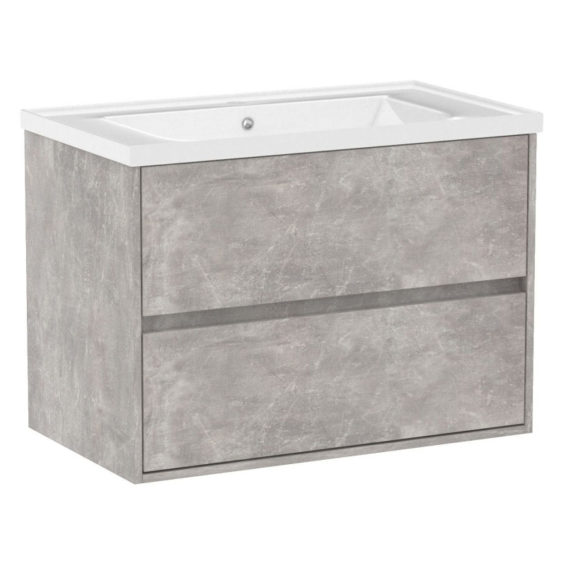VOLLE TEO комплект меблів 80см бетон: тумба підвісна, 2 ящики + умивальник накладний, (15-88-81C)