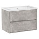 VOLLE TEO комплект меблів 80см бетон: тумба підвісна, 2 ящики + умивальник накладний, (15-88-81C)