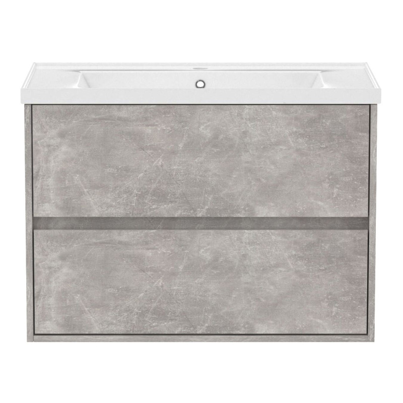 VOLLE TEO комплект меблів 80см бетон: тумба підвісна, 2 ящики + умивальник накладний, (15-88-81C)