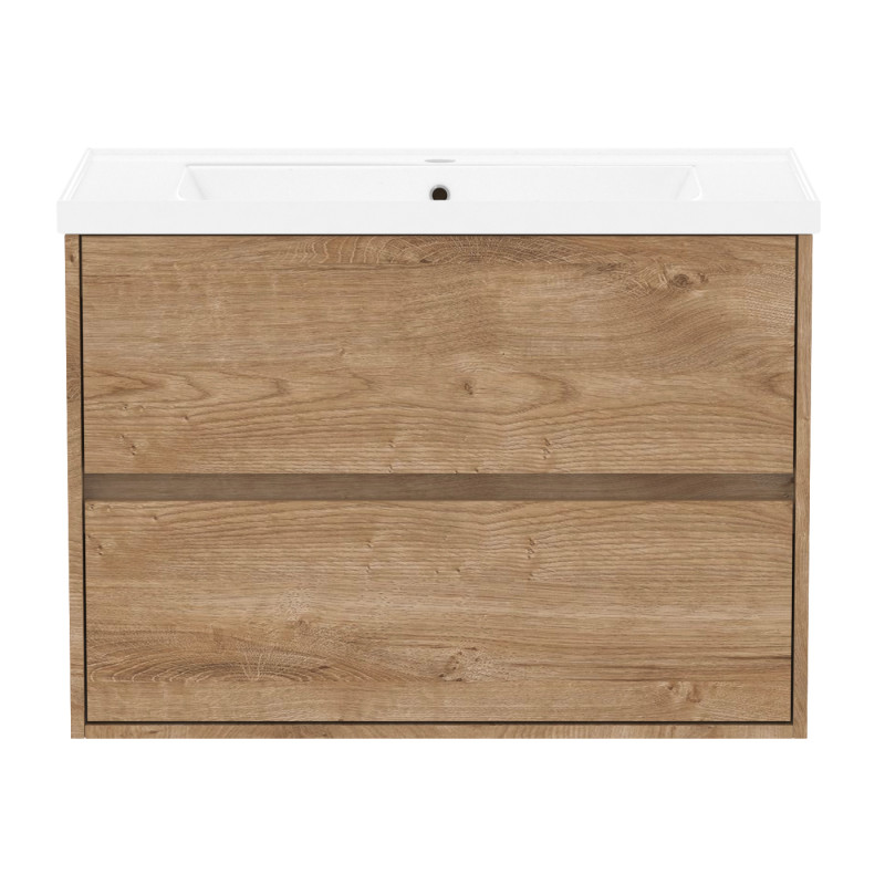 VOLLE TEO комплект меблів 80см дуб готланд: тумба підвісна, 2 ящики + умивальник накладний, (15-88-810Dr)