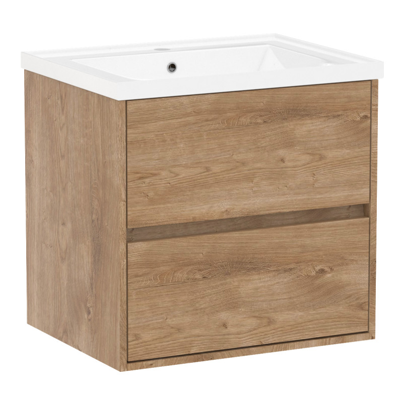 VOLLE TEO комплект меблів 65см дуб готланд: тумба підвісна, 2 ящики + умивальник накладний, (15-88-610Dr)