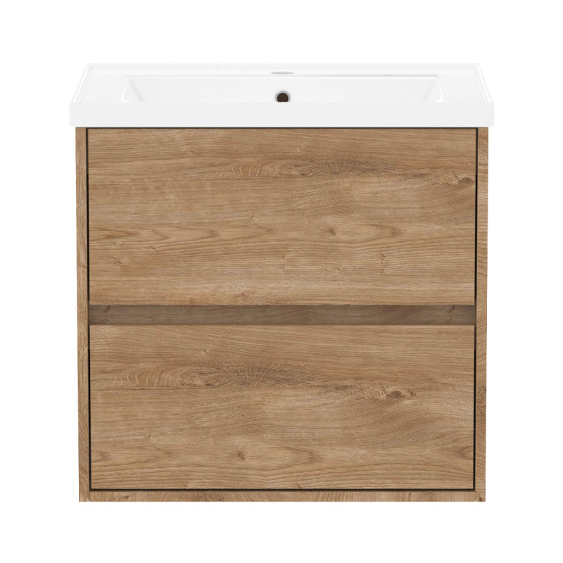 VOLLE TEO комплект меблів 65см дуб готланд: тумба підвісна, 2 ящики + умивальник накладний, (15-88-610Dr)