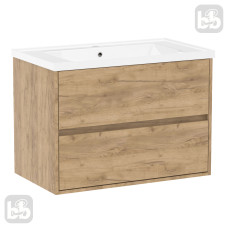 VOLLE TEO комплект меблів 80см дуб крафт: тумба підвісна, 2 ящики + умивальник накладний арт 15-88-080, (15-88-81Dr)