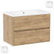 VOLLE TEO комплект меблів 80см дуб крафт: тумба підвісна, 2 ящики + умивальник накладний арт 15-88-080, (15-88-81Dr)