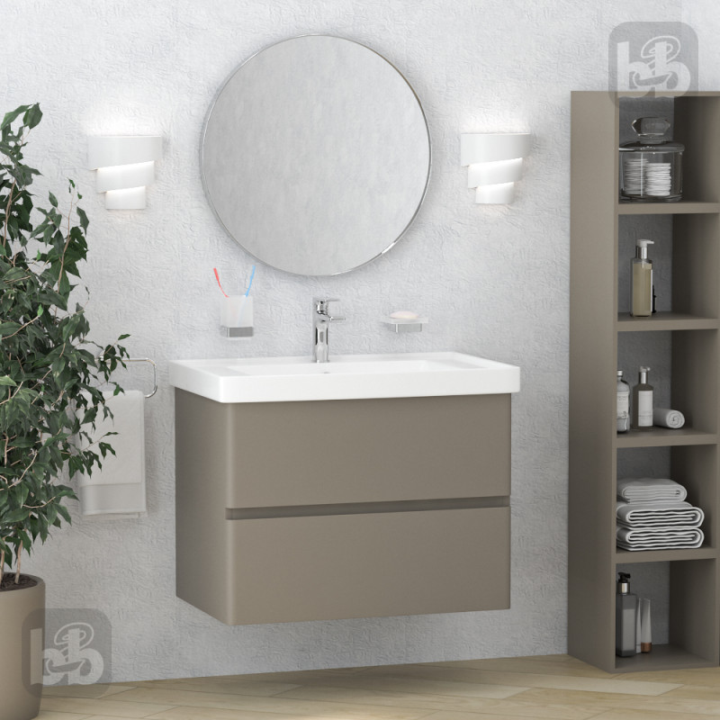 VOLLE OLIVA комплект меблів 80см капучино: тумба підвісна, 2 ящики + умивальник накладний, (15-45-81C)