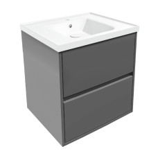 VOLLE TEO комплект меблів 65см сірий: тумба підвісна, 2 ящики + умивальник накладний, (15-88-61G)