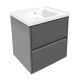 VOLLE TEO комплект меблів 65см сірий: тумба підвісна, 2 ящики + умивальник накладний, (15-88-61G)