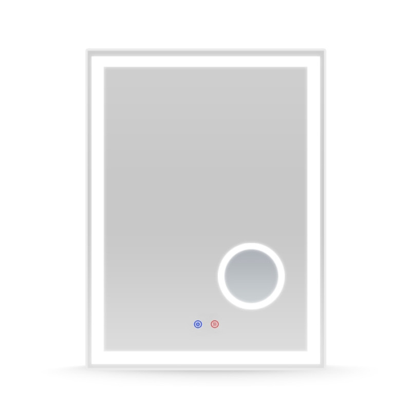 VOLLE Дзеркало прямокутне 60*80см, з підсвічуванням, диммером, підігрівом дзеркала, з лінзою 5X, (16-13-600M)