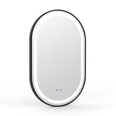 VOLLE Дзеркало овальне 50*80см, в алюмінієвій рамі, з підсвічуванням, диммером, підігрівом дзеркала, чорне, (16-42-500B)