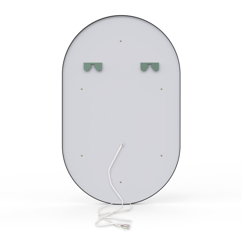 VOLLE Дзеркало овальне 50*80см, в алюмінієвій рамі, з підсвічуванням, диммером, підігрівом дзеркала, чорне, (16-42-500B)