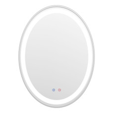 VOLLE Дзеркало овальне 60*80см, в алюмінієвій рамі, з підсвічуванням, диммером, підігрівом дзеркала, брошований нікель, (16-40-600S)
