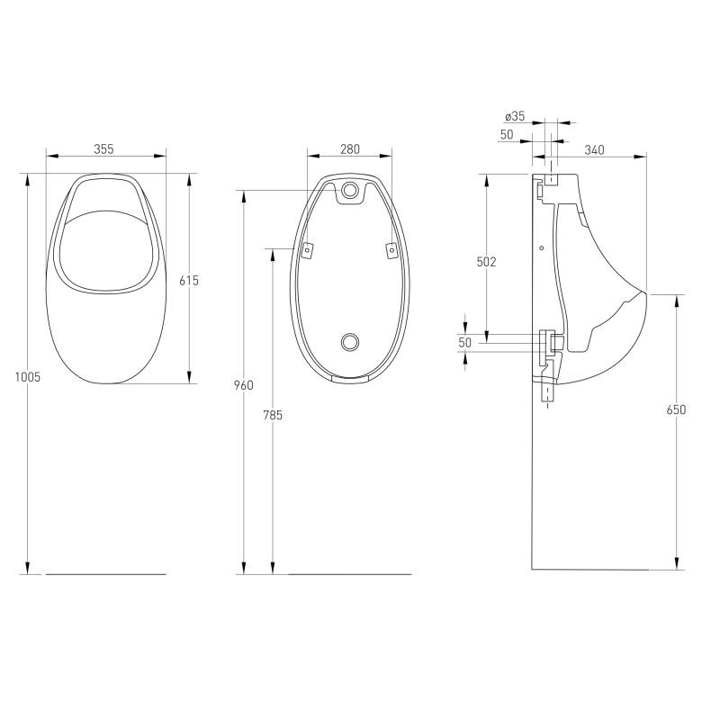 VOLLE VIRGO Пiсуар безобiдковий пiдвiсний 400*700*340мм, пiдвiд води зверху, (13-23-588T)