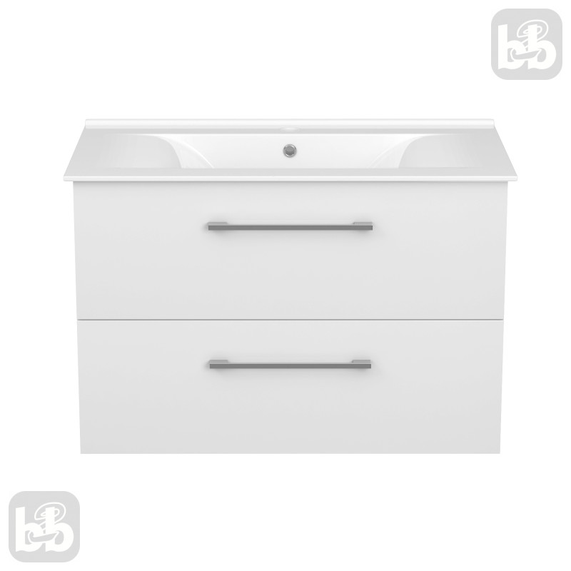 VOLLE NEMO NEW комплект меблів 80см білий: тумба підвісна, 2 ящики + умивальник накладний арт 13-01-080B, (15-17-80N)