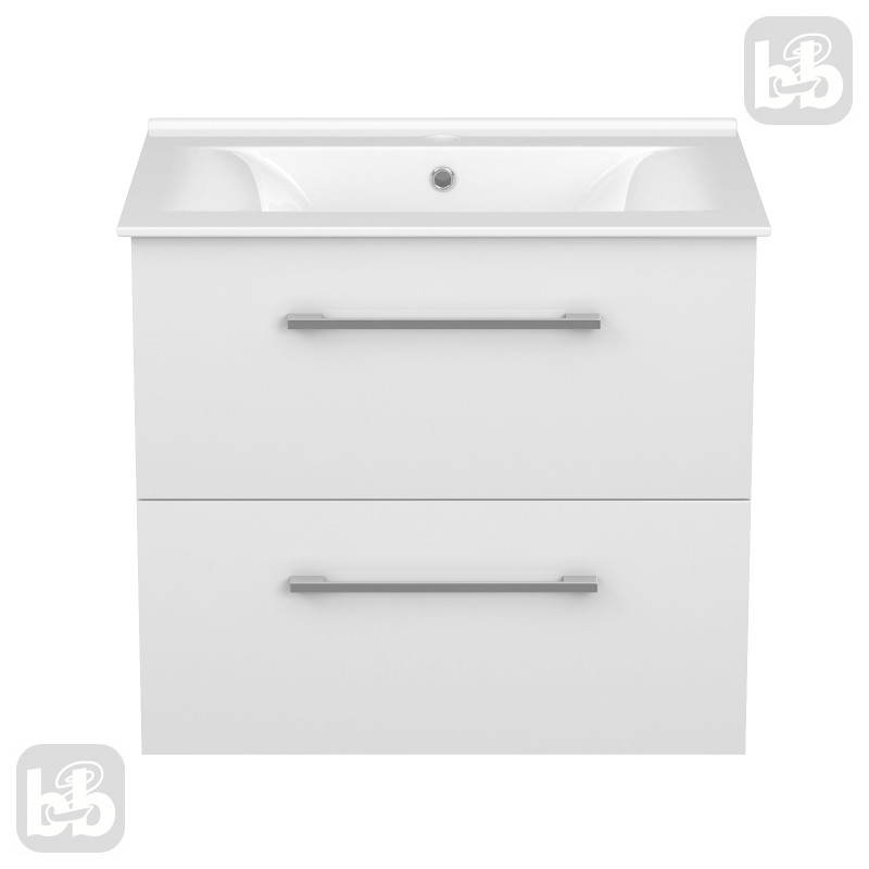 VOLLE NEMO NEW комплект меблів 60см білий: тумба підвісна, 2 ящики + умивальник накладний, (15-17-60N)