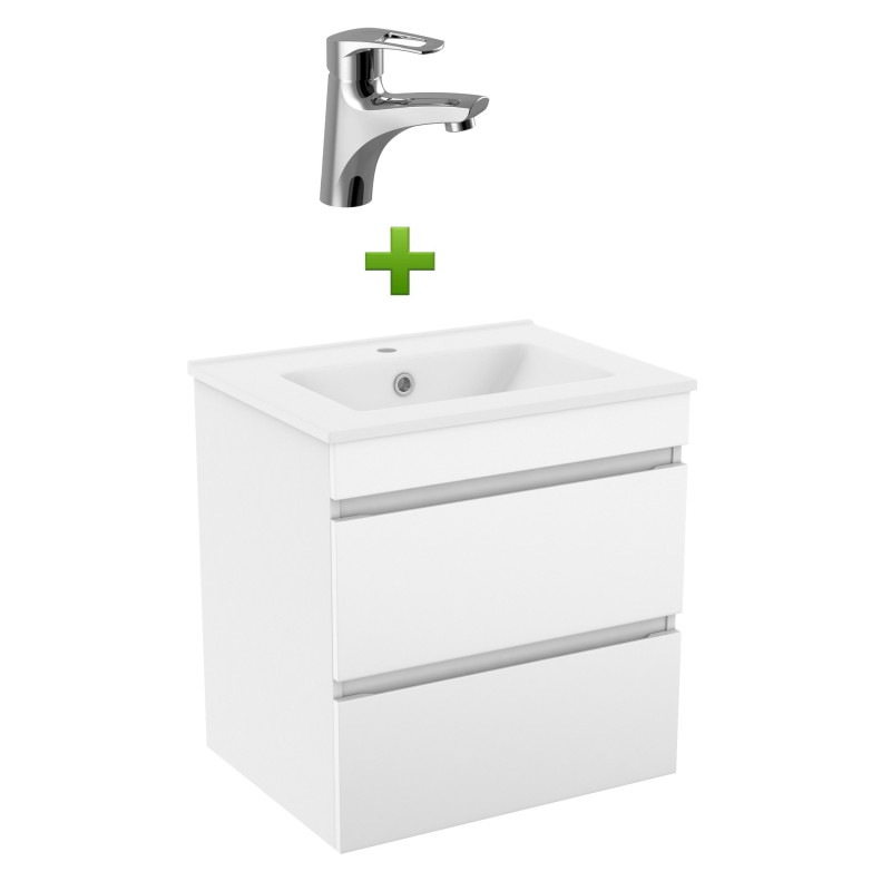 VOLLE Набор: подвесной шкаф DIOS арт. 15-13-000 + раковина арт. 13-042-13 + смеситель LIDICE арт. 05095 (M), (15-13-605)