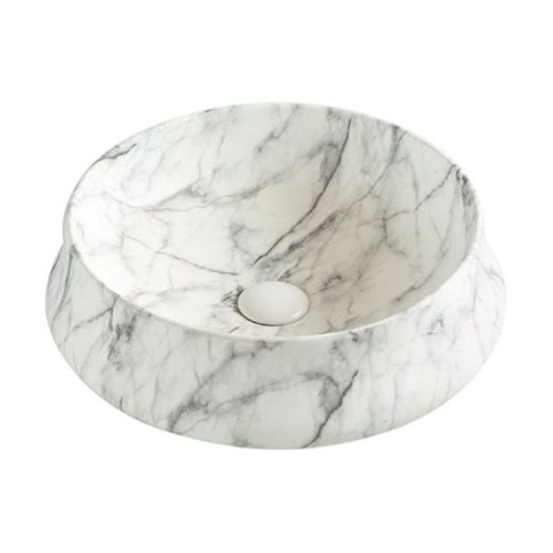 VOLLE Умивальник 46*46*16см накладний керамічний під світлий мармур, (13-40-188MAR)